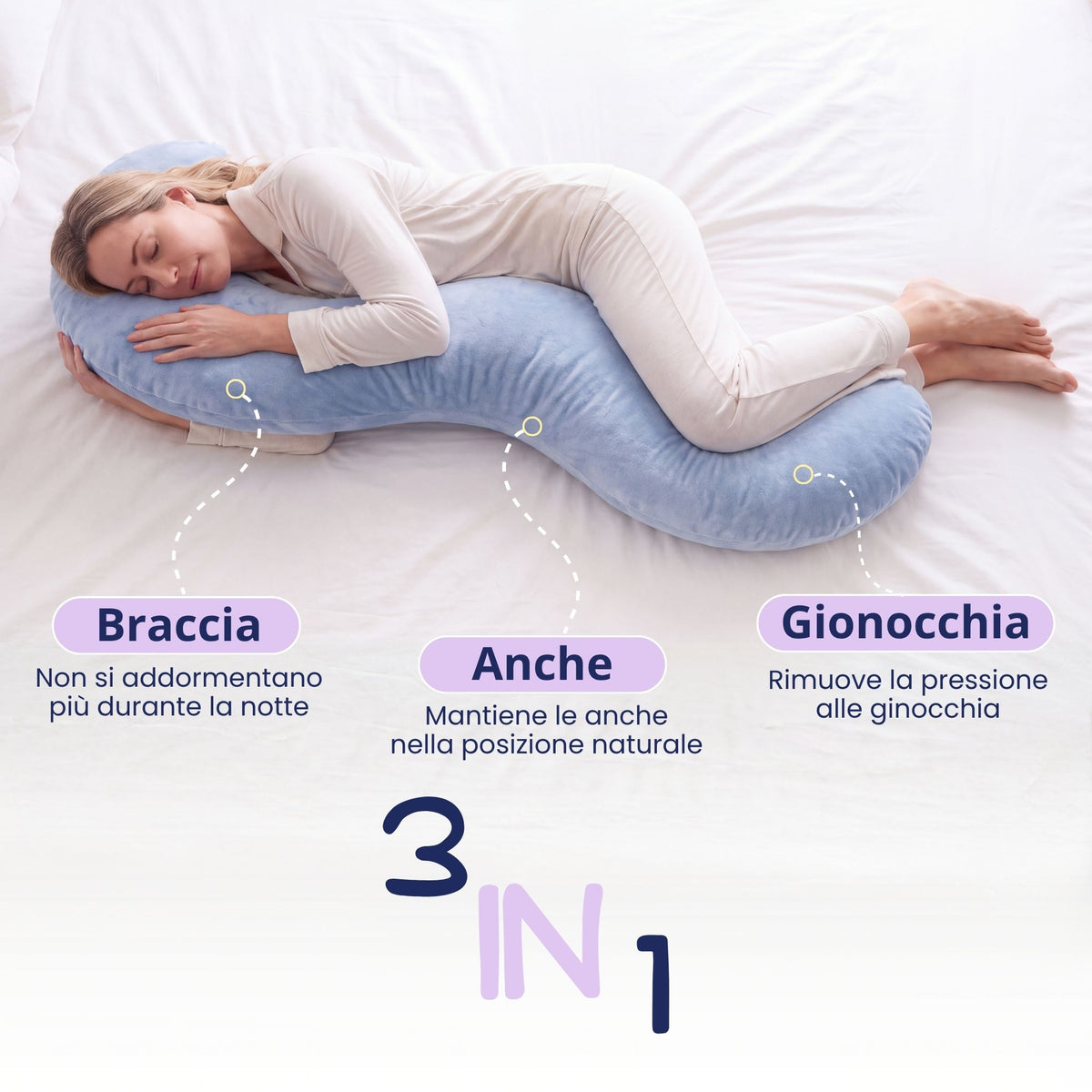 Cuscino per dormire su un fianco